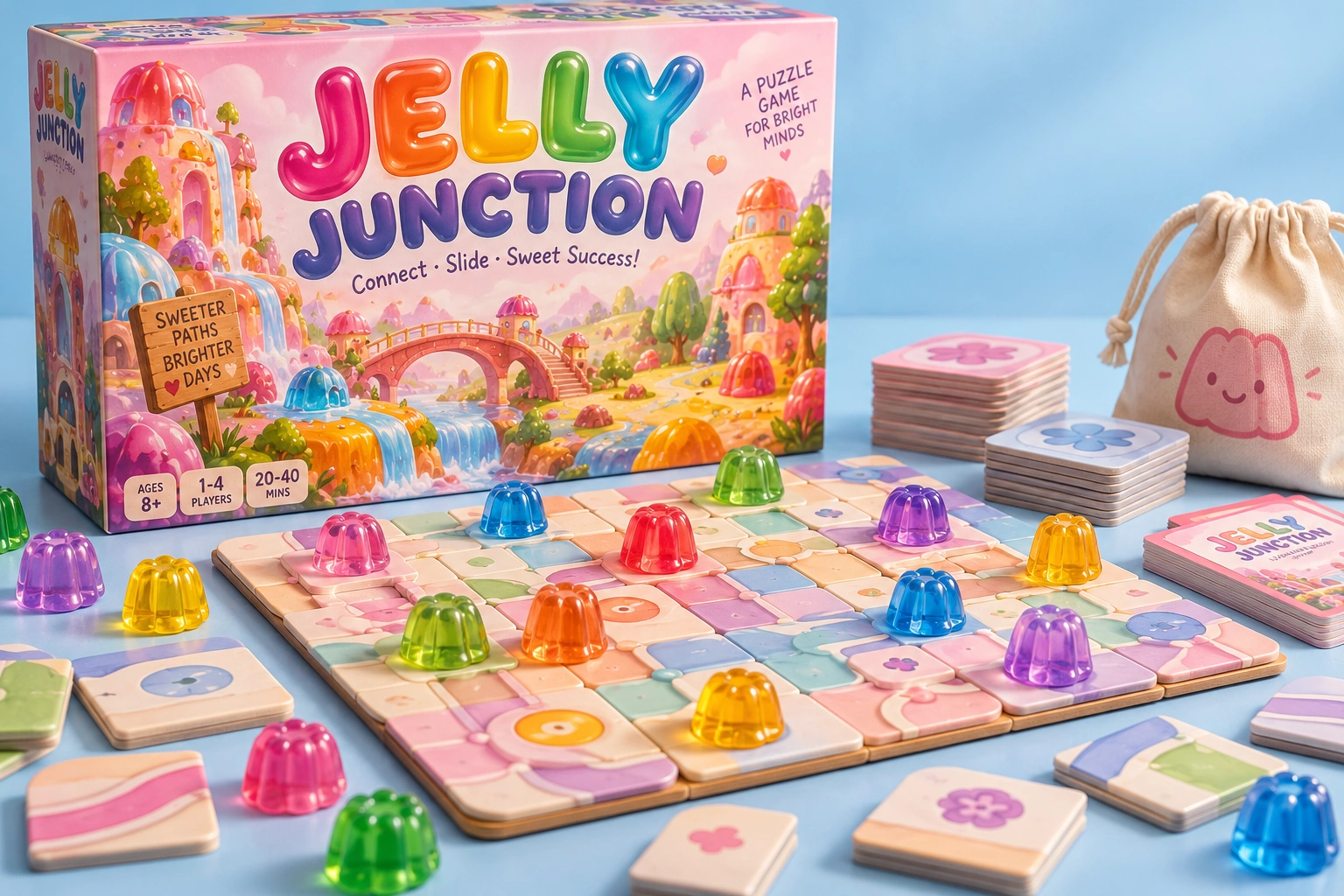 Jelly Junction, physical board game and playing pieces